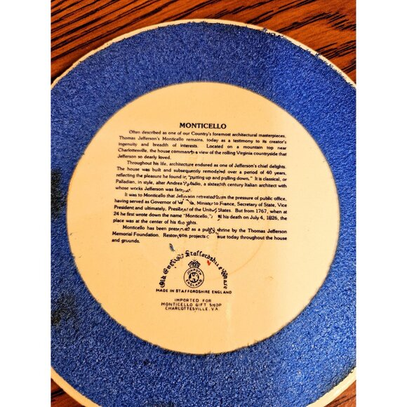 Vintage Staffordshire Pottery Trivet Depicting Monticello - Picture 5 of 5